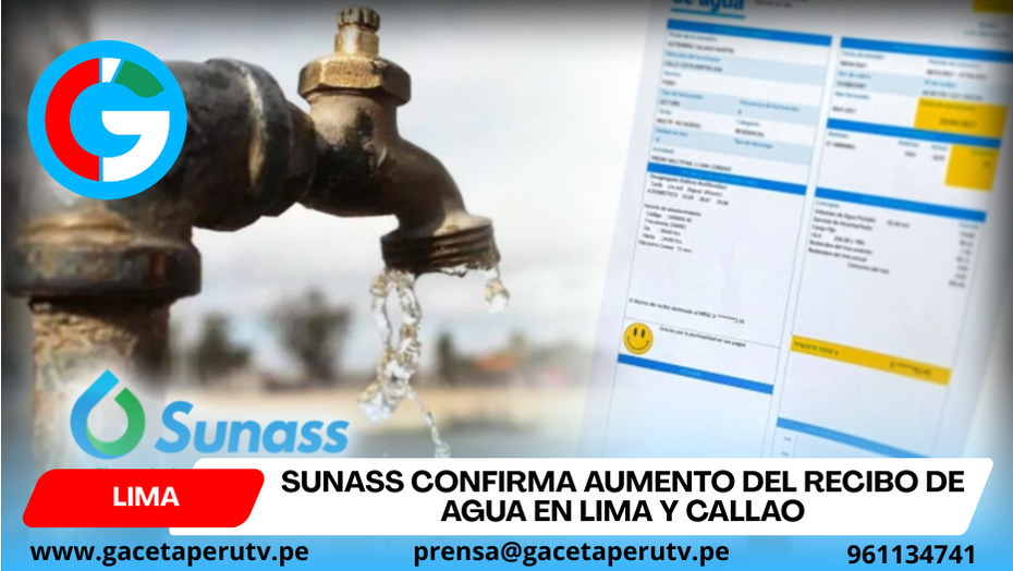 Sunass confirma aumento del recibo de agua en Lima y Callao