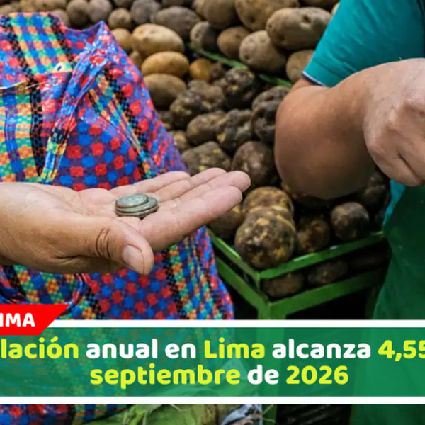 Inflación anual en Lima alcanza 4,55% a septiembre de 2026