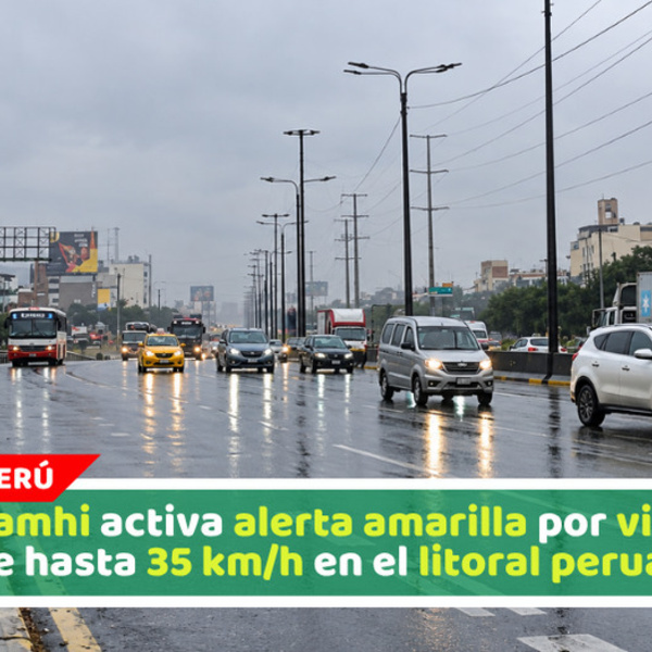 Senamhi activa alerta amarilla por vientos de hasta 35 km/h en el litoral peruano