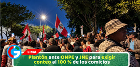 Plantón ante ONPE y JNE para exigir conteo al 100 % de los comicios