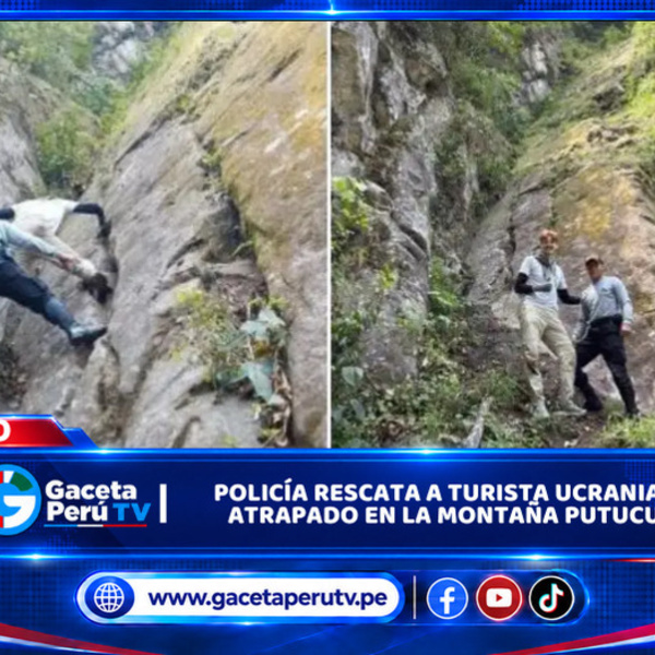 Policía rescata a turista ucraniano atrapado en la montaña Putucusi