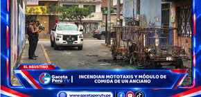 Incendian mototaxis y módulo de comida de un anciano