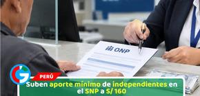 Suben aporte mínimo de independientes en el SNP a S/ 160