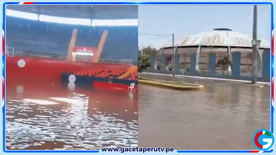 Acequia se desborda en Ica y termina dañando el Coliseo de la ciudad