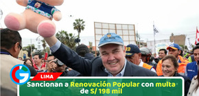 Sancionan a Renovación Popular con multa de S/ 198 mil