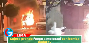 Sujeto prende fuego a mototaxi con bomba molotov