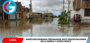 Indeci recomienda prepararse ante precipitaciones en la sierra y costa norte