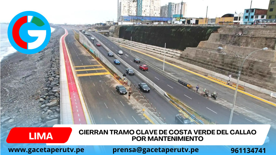 Cierran tramo clave de Costa Verde del Callao por mantenimiento