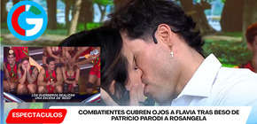 Patricio y Rosángela se besan y tapan ojos a Flavia
