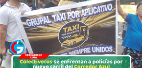 Colectiveros se enfrentan a policías por carril bidireccional del Corredor Azul