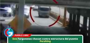 Dos furgonetas chocan contra estructura del puente Pershing