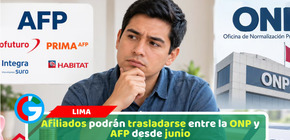 Afiliados podrán trasladarse entre la ONP y AFP desde junio