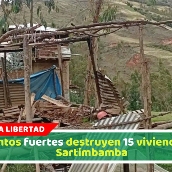 Vientos fuertes destruyen los techos de 15 viviendas en Sartimbamba
