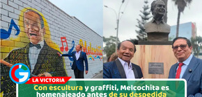 Con escultura y graffiti, Melcochita es homenajeado antes de su despedida