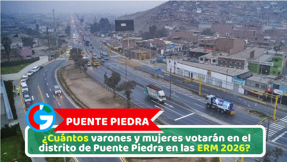 ¿Cuántos varones y mujeres votarán en el distrito de Puente Piedra en las ERM 2026?