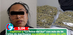 Capturan a “La Reina del Sur” con más de 56 kilos de marihuana escondidos en cajas de café