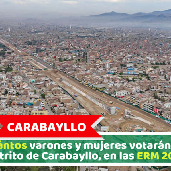 ¿Cuántos varones y mujeres votarán en el distrito de Carabayllo, en las ERM 2026?